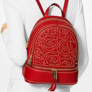 Michael Kors Rhea Rose Leather Backpack. NEW!